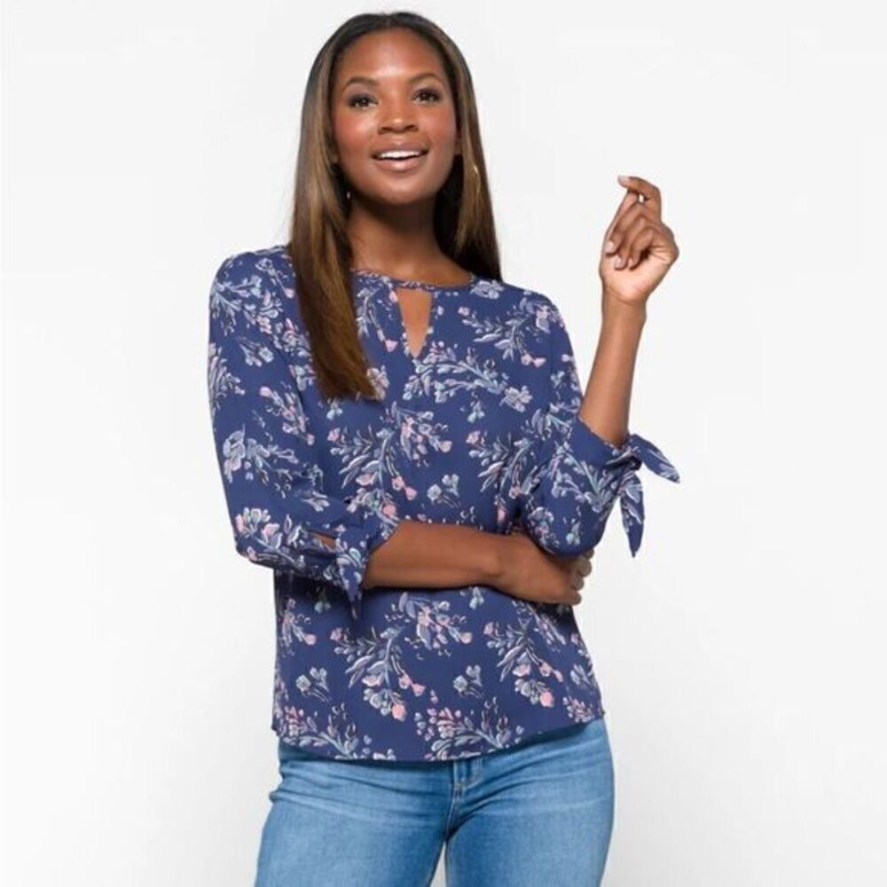 41 Hawthorn Taryn Floral Tie Sleeve Blouse Top